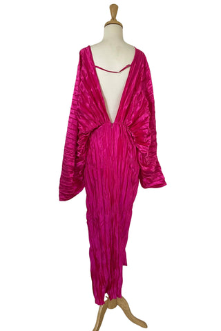 Versatile Maternity Event Gown Hire Australia - L’idée De Luxe Gown - Punch - Red Carpet Maternity Dress For Hire - Signature Crinkle Texture Gown - Sculptural Maternity Gown Hire Australia - Chic Deep V-Neck Maternity Dress Hire