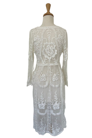 Petite Friendly Sheer Lace Maternity Dress Hire - Madeleine Ivory Lace Midi Dress