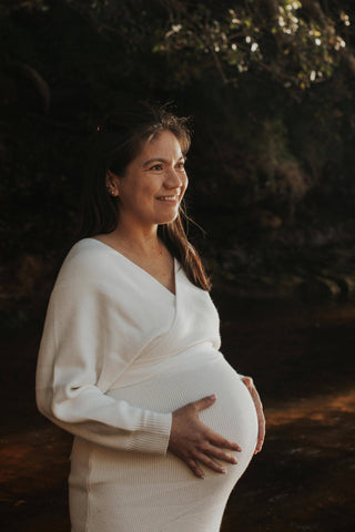 Petal and Pup Bambina Knit Midi Dress - White - Maternity Dress Hire - Winter Dress for Winter Photoshoot Australia