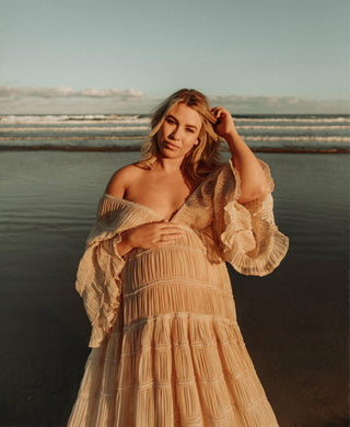 Deep V-neckline Elegance - Maternity Dress Hire - We Are Reclamation Wonderment and Awe Gown
