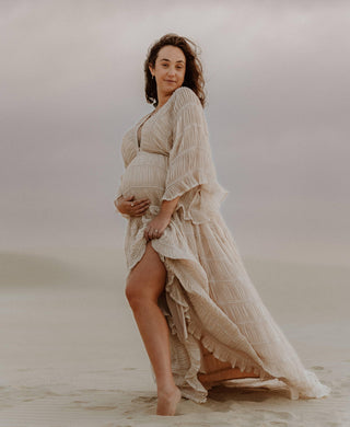 Maternity Dress Hire with Adjustable Waist and Back tie - Reclamation Gowns Rental: We Are Reclamation Wonderment and Awe Gown