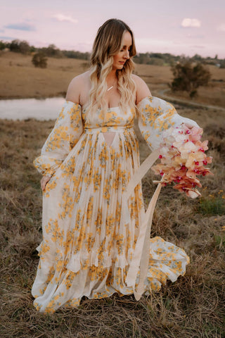 Maternity Wedding Guest Dress Hire - Rooh Collective Poppy Maxi Dress