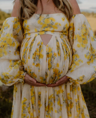 Stylish Maternity Dress Hire for Wedding Guests - Rooh Collective Poppy Maxi Dress