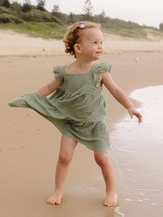 Sage photoshoot dress for little girls