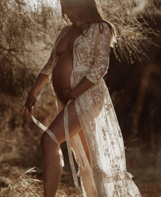 Maternity Photoshoot Perfection with Spell Chloe Duster - Maternity Dress Hire