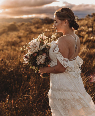 Unique Tiered Lace Maternity Wedding Dress Hire - Spell Chloe Gown