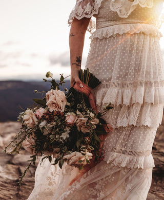 Elegant Silhouette Lace Maternity Wedding Dress Hire - Spell Chloe Gown