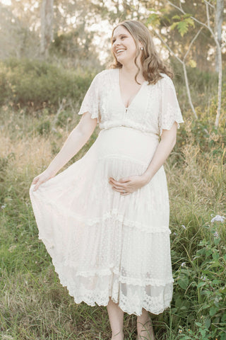 Bump Friendly Wedding Attire - Spell Dawn Lace Gown - Maternity Dress Hire