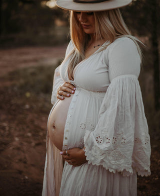 Shell Buttons and Scalloped Trim Maternity Dress Hire - Spell Imogen Gown