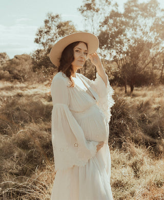 Intricate Gathers at Bust and Back Maternity Dress Hire - Spell Imogen Gown