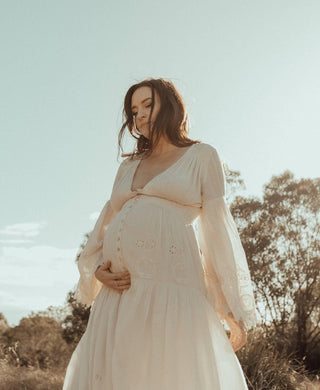 Floral Embroidery Detail Maternity Dress Hire Australia - Spell Imogen Gown