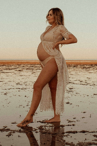 sheer lace maternity photoshoot dress hire