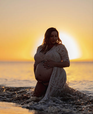 Maternity Dress Hire - Spell Rhiannon Gown - Button Down Front - Short Nude Slip Included - Cream Colour