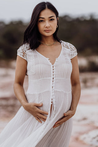 Spell Wild Belle Gown: Maternity Dress Hire - see-through Maternity Photoshoot Dress
