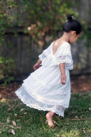 Wide Short Sleeves Dress - Tea Princess Camille Dress - Girl Dresses For Hire