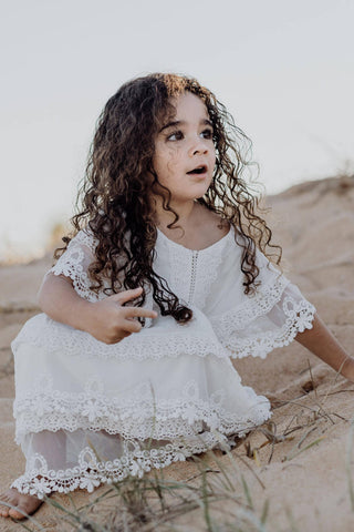 Light Ivory Rayon Dress - Tea Princess Camille Dress - Girl Dresses For Hire