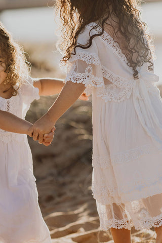 V-Back Dress with Bow Tie - Tea Princess Camille Dress - Girl Dresses For Hire