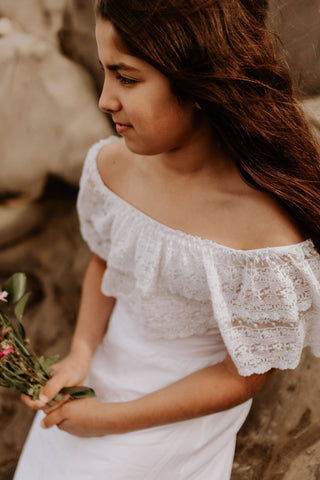 Off the Shoulder Style Dress - Tea Princess Dove Two Piece Set - Girl Dresses For Hire