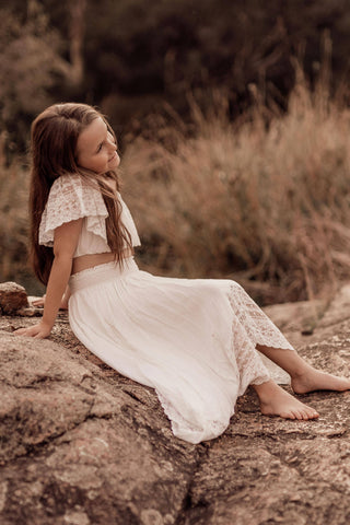 Stunning High Low Hem Skirt: Girl Dresses For Hire - Tea Princess Eve Two Piece Set
