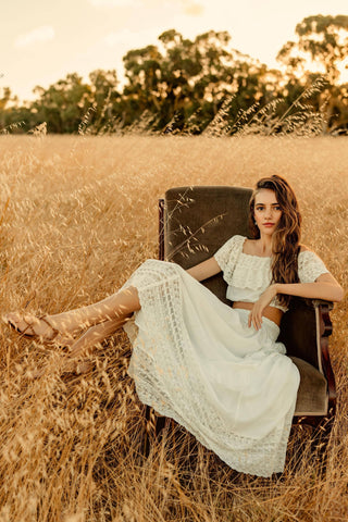 Elegant High Low Skirt: Girl Dresses For Hire - Tea Princess Eve Two Piece Set