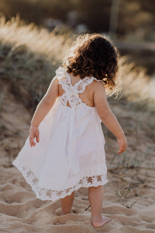 Crisp Cotton Comfort Dress - Tea Princess Ivory French Vanilla Dress - Girl Dresses For Hire