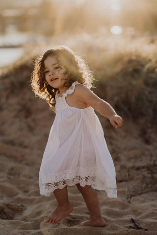 Sequin Trim Elegance Dress - Tea Princess Ivory French Vanilla Dress - Girl Dresses For Hire