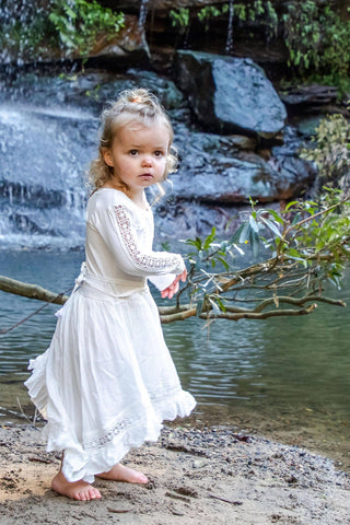 Winter Wedding Flower Girl Attire - Tea Princess Ivory Harmony Dress - Girl Dresses For Hire