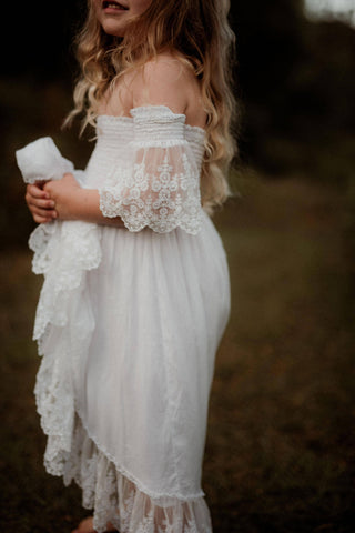 Off the Shoulder Sleeve Dress - Tea Princess Maya Dress - Girl Dresses For Hire