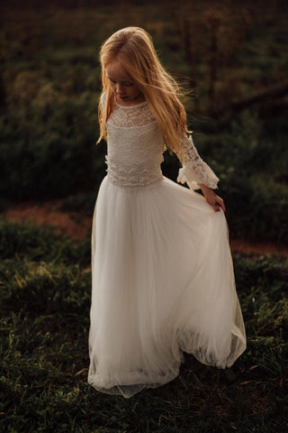 Flowy Bridal Tulle Skirt Dress - Tea Princess Savana Tween Dress - Girl Dresses For Hire