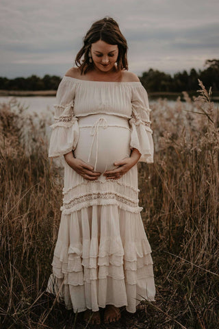 Romantic Bohemian Maternity Dress Hire - The Boho Shed Angelica Dress