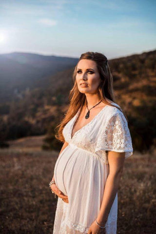 Maternity Dress Hire Australia: Tree of Life Alexandria Dress - Deep plunge V-neckline Dress -  Deep plunge V-back Dress - Maternity dress with lace trimmings
