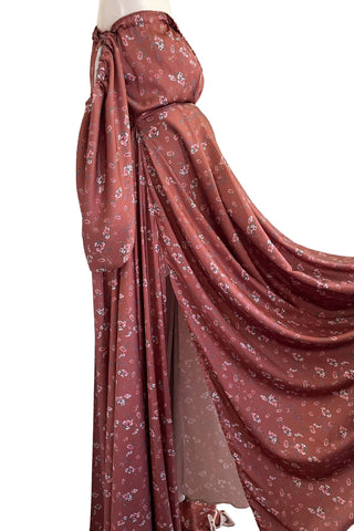 We Are Reclamation Autumn Meadow Satin Gown: Maternity Dress Hire with High Side Splits