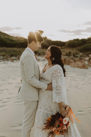 Sheer Lace Maternity Wedding Dress Hire - Slip Required - We Are Reclamation Be Love Gown