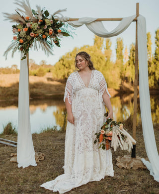 Stunning Tassel Sleeve Maternity Wedding Dress Hire: We Are Reclamation Bewitched By Boho Gown