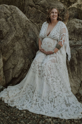 Lace Maternity Dress Hire for Photoshoot: We Are Reclamation Bewitched By Boho Gown