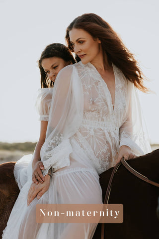 Off-White Floral Lace Maternity Gown Hire - We Are Reclamation Bloom Where You Are Gown - Maternity Wedding Dress Hire
