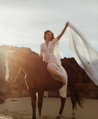 Sheer Lace Gown - Slip Required - We Are Reclamation Bloom Where You Are Gown - Maternity Wedding Dress Hire