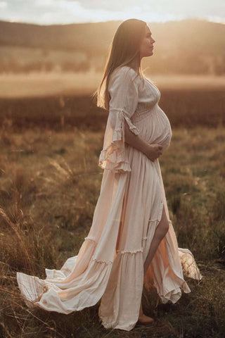 Boho and Dramatic Maternity Photoshoot Dress Hire