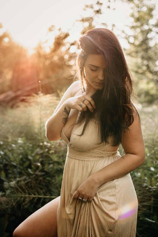Flattering side slits dress Australia - We Are Reclamation Everyday Is Joy Slip Dress - Maternity dress hire