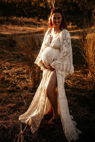 Off-White Ivory Lace Maternity Dress Hire - We Are Reclamation Much Love Gown - Reclamation Gown Rental Australia