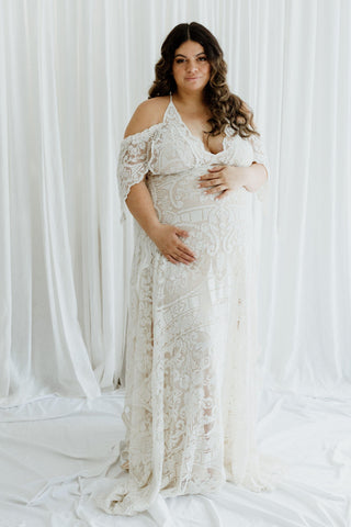 Plus Size Friendly Maternity Lace Gown Rental - Maternity Dress Hire - We Are Reclamation There Is Only This Moment Gown - Reclamation Gowns Rental Australia