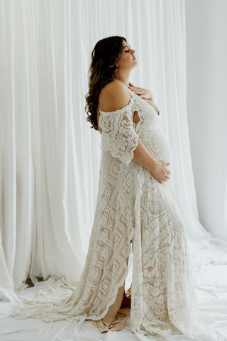 Maternity Lace Wedding Gown Rental - Maternity Dress Hire - We Are Reclamation There Is Only This Moment Gown - Reclamation Gowns Rental Australia