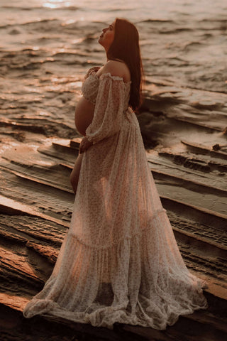 Elegant Floral Maternity Dress Hire: We Are Reclamation There’s Nothing Quite Like You Two Piece Floral Gown - Reclamation Gown Rental Australia