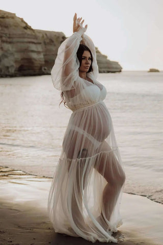Sheer maternity photoshoot dress hire