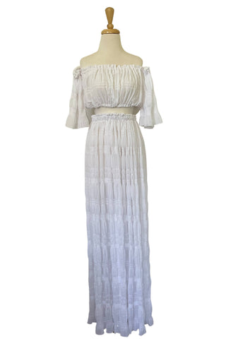 White Lotus Tulle Maxi Two Piece Set: Maternity Dress Hire - Beach Outfit Maternity Photoshoot Dress