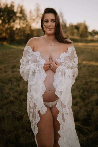 Show Your Bump with Willow White Lace Robe - Maternity Dress Hire