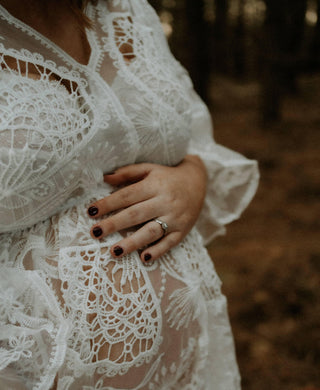 Zale The Label Daphne White Lace Maxi Dress - Sheer Bell Sleeves Maternity Dress Hire