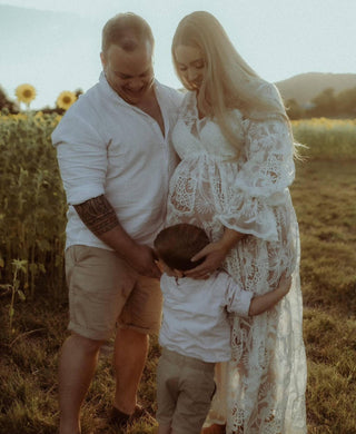 Maternity Dress Hire for Photoshoot - Zale The Label Daphne White Lace Maxi Dress