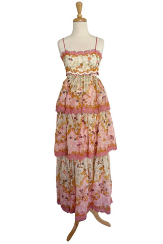 Maternity Floral Print Midi Dress with Tiered Ruffles - Baby Shower Dress Hire
