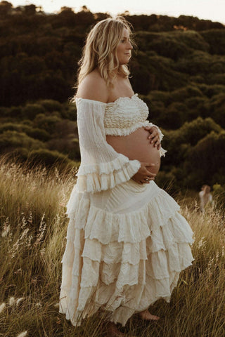 The Boho Shed Wild Heart Two Piece Dress: Boho Maternity Dress Hire